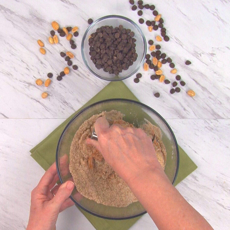Combining the peanut butter base in a bowl