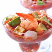 Cocktail shrimp in a margarita glass