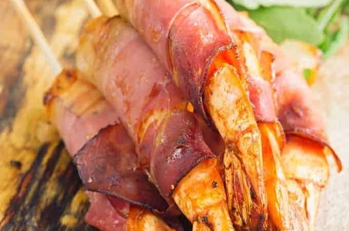 Spanish Prosciutto Wrapped Shrimp Tall Shot