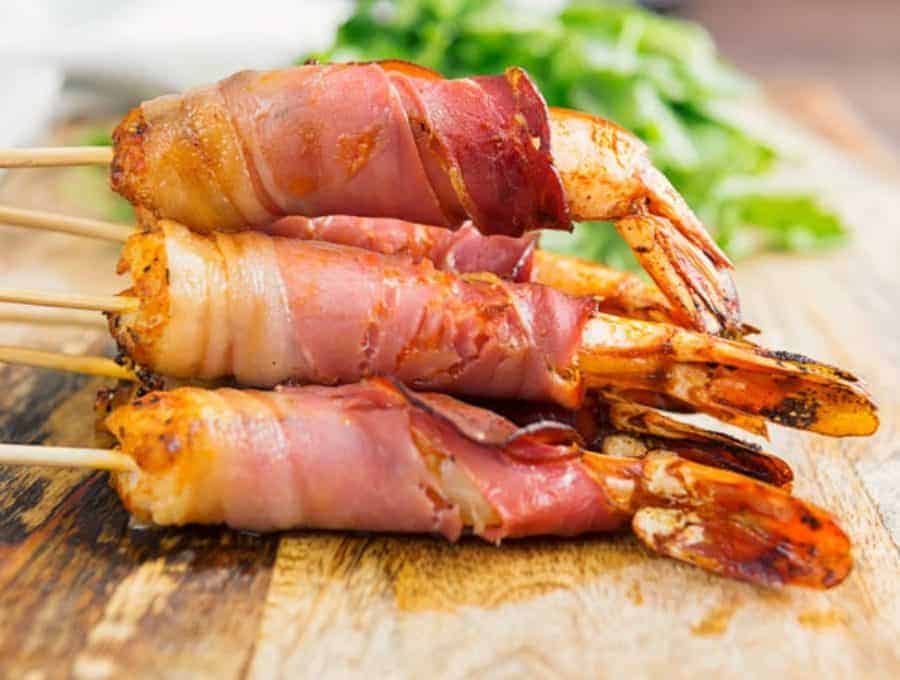 Spanish Prosciutto Wrapped Shrimp Wide Shot