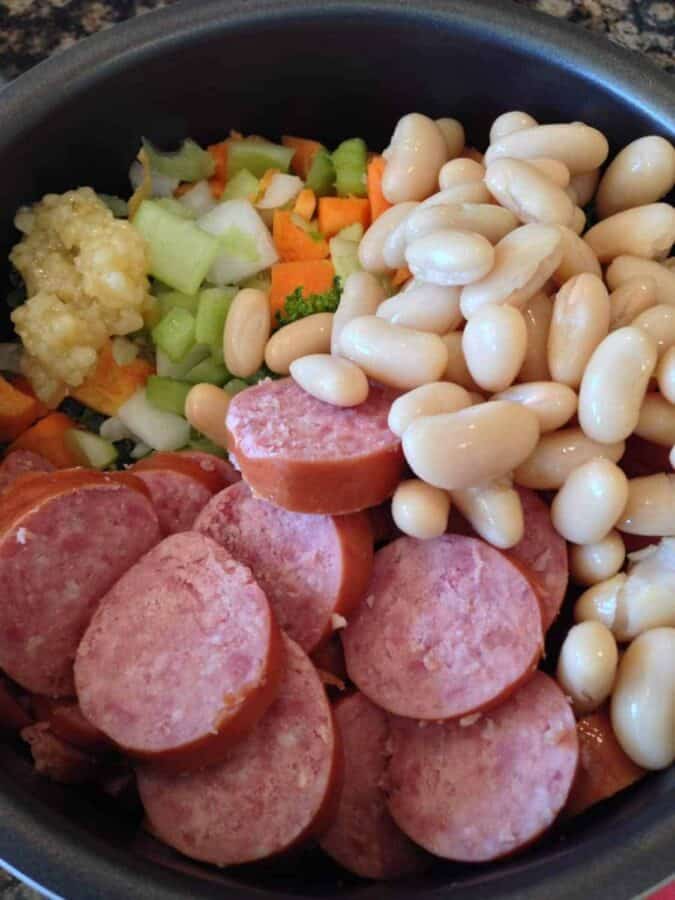 Pressure Cooker Sausage Kale and Bean Soup TwoSleevers