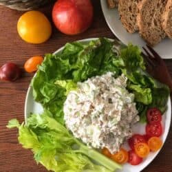 Very popular chicken salad recipe. You'll wonder if this will be bland and tasteless with just few ingredients, but I promise you, it won't. Super flavorful and extremely easy.