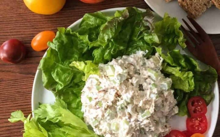 Very popular chicken salad recipe. You'll wonder if this will be bland and tasteless with just few ingredients, but I promise you, it won't. Super flavorful and extremely easy.