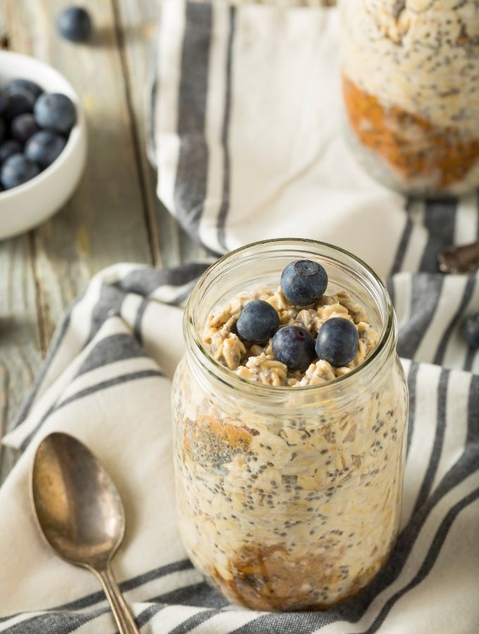 Blueberry Overnight Oats in a mason jar