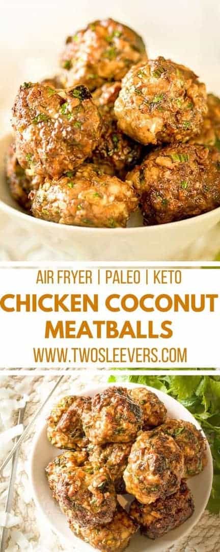 Air Fryer Low Carb Chicken Meatballs Asian-Style Chicken 