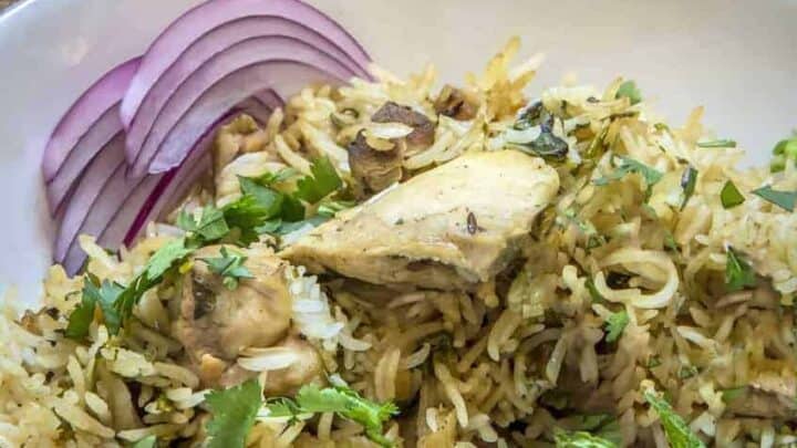Instant Pot Indian Chicken biryani is a one-pot biryani in your pressure cooker that tastes so authentic, you won't believe you made this in one step in your pressure cooker!