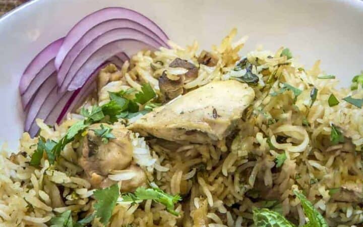 Instant Pot Indian Chicken biryani is a one-pot biryani in your pressure cooker that tastes so authentic, you won't believe you made this in one step in your pressure cooker!