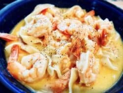 Instant Pot Shrimp recipe for creamy, low carb shrimp scampi. Comfort food that is ready in a jiffy!