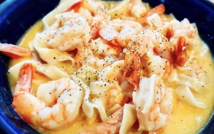 Instant Pot Shrimp recipe for creamy, low carb shrimp scampi. Comfort food that is ready in a jiffy!