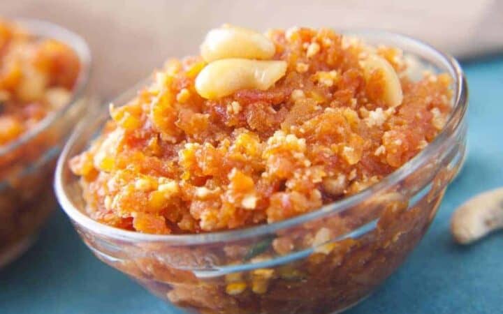 Pressure Cooker Gajjar Halwa or Instant Pot Carrot Halva is a great Indian dessert that benefits from being made in a pressure cooker. Sweet, redolent with cardamom and just delightful. Much better than the restaurant Gajjar ka Halva that is mainly sugar.