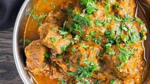 overhead shot of lamb rogan josh