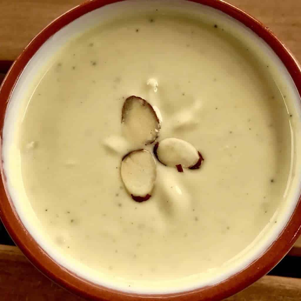 A bowl of Shrikhand Greek Yogurt Dessert.