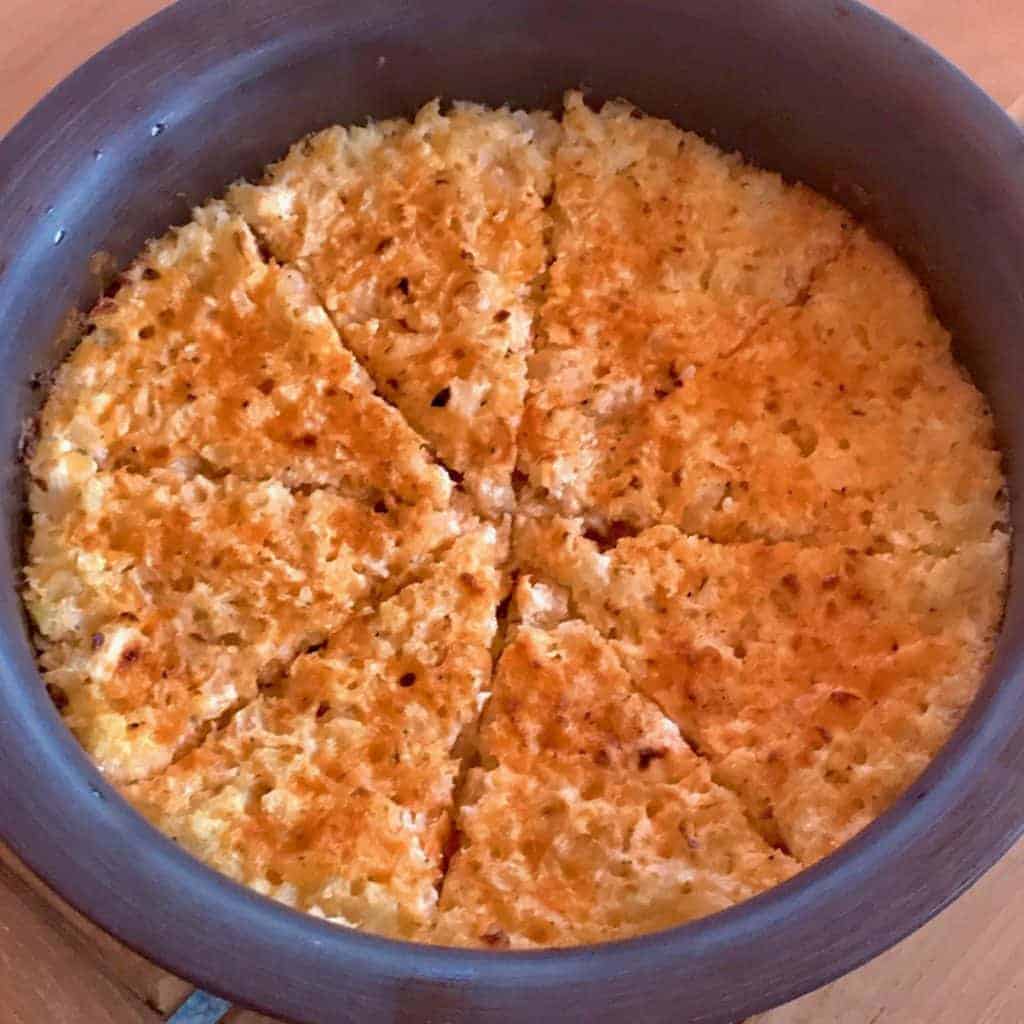 Instant Pot Low Carb Keto Cauliflower and Cheese in a pan.