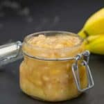 caramelized banana sauce in a glass jar