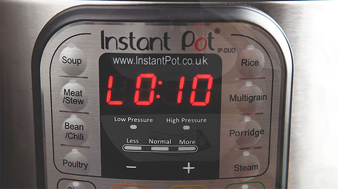 Close up of Instant Pot Controls.