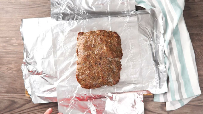 Finished gyro loaf wrapped in foil
