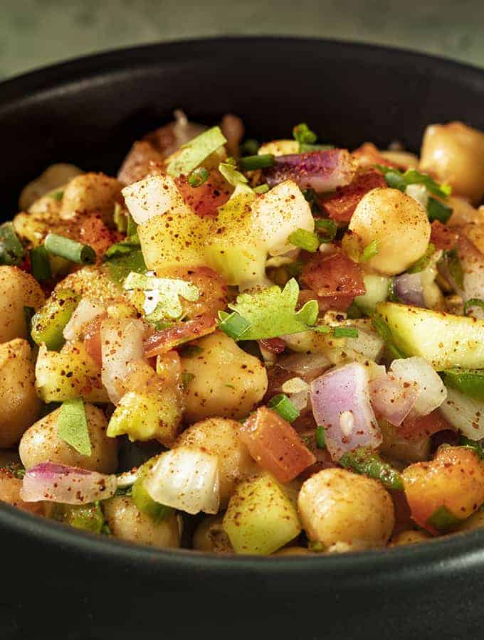 Chana Salad | Chickpea Salad finished with Chaat Masala