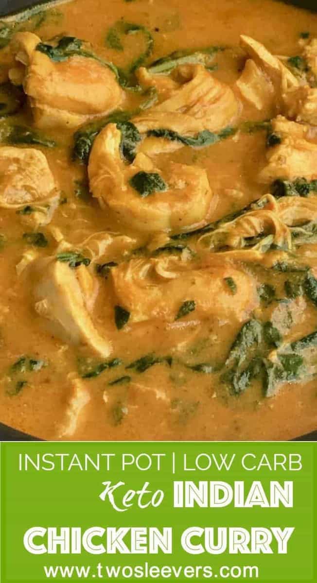 Here's an easy, low carb, high protein Instant Pot Indian Chicken Curry that cooks in under 15 minutes in your Instant Pot.