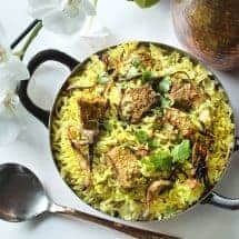 Instant Pot Lamb Biryani overhead view