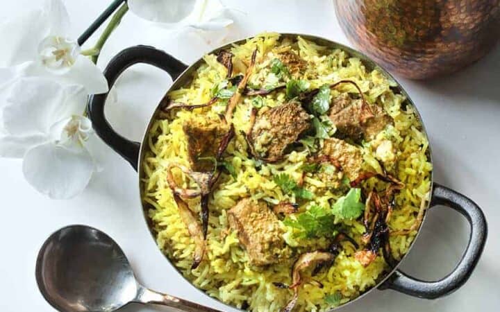 Instant Pot Lamb Biryani overhead view