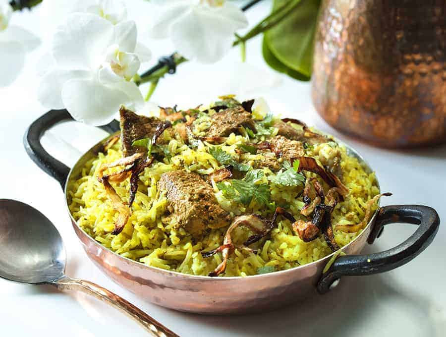 Instant Pot Lamb Biryani overhead view