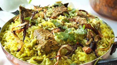Instant Pot Lamb Biryani overhead view