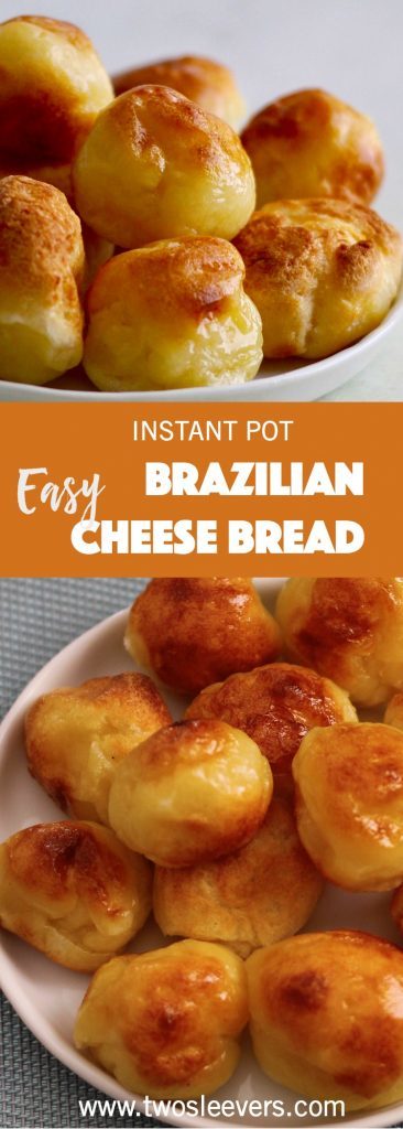 Instant Pot Pao de Quiejo to make the famous Brazilian cheese bread at home. This gluten-free delight is steamed and then broiled. Just tapioca flour, milk, oil, eggs, and cheese make up this delightful bread.
