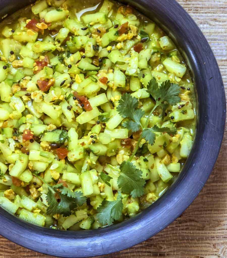 Cucumber Peanut Salad. Indian koshimbir is perfect for summer and requires almost no cooking. Refreshing combination of cucumbers and peanuts with a few additional spices complete this perfect summer salad.