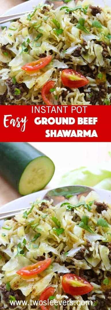 This recipe for the Instant Pot Ground Beef and Rice Shawarma is what happens when you come home tired after 4 long days of driving, everyone is hungry, there's almost nothing in the fridge and you need to cook dinner for 5 people.
