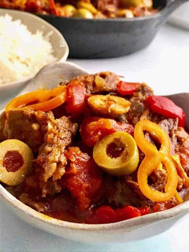 Instant Pot Cuban Rosa Vieja makes an almost effortless low carb mix of meat and vegetables in your pressure cooker. A colorful feast for the eyes as well as your tastebuds, make this dish with less than 10 minutes of prep time. This Ropa Vieja makes a lovely sauce to pour over rice, or to have with a side salad to serve a tasty, low-carb meal.