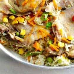 For the days you're tired and harried, here's an 30-minute Instant Pot Pork Chops, Rice and Vegetables recipe that requires almost no effort. Throw everything into your pressure cooker, set it for 6 minutes, and walk away. Comfort food that the whole family will love, with very little work, and if you're feeding only yourself, great meal prep and freezer food.