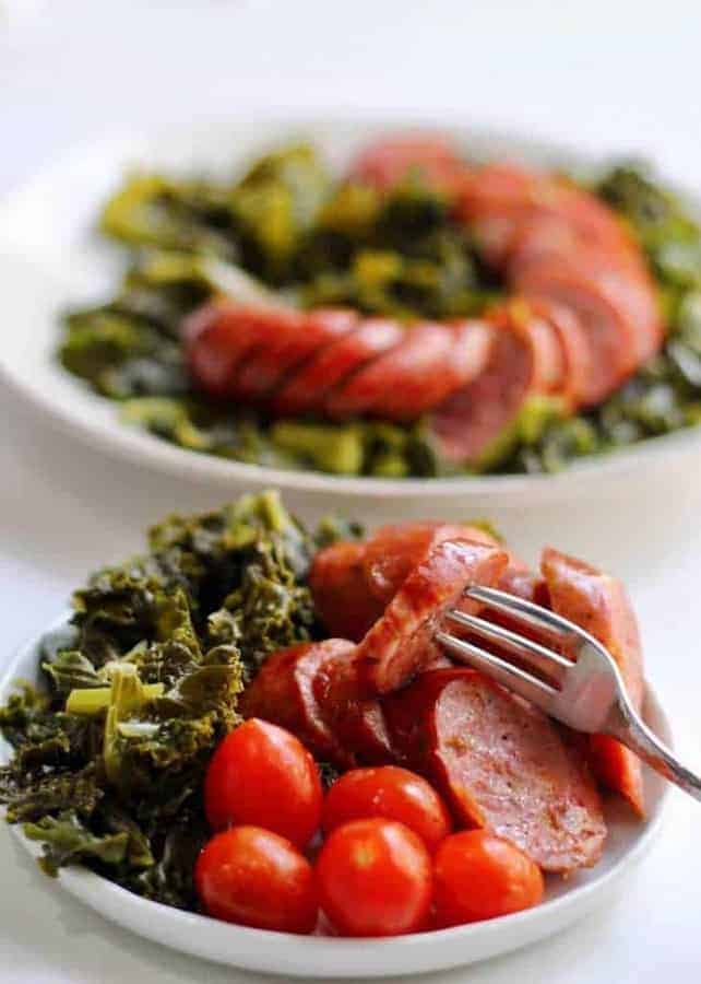 Instant Pot Sausage and Kale recipe is a wonderful, quick low carb supper that requires virtually no pre-planning. Make this in your pressure cooker for a fast but delicious meal. 