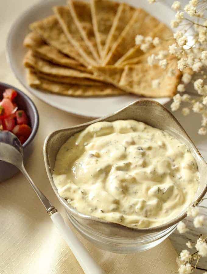 A bowl of Keto Thyme Dip.