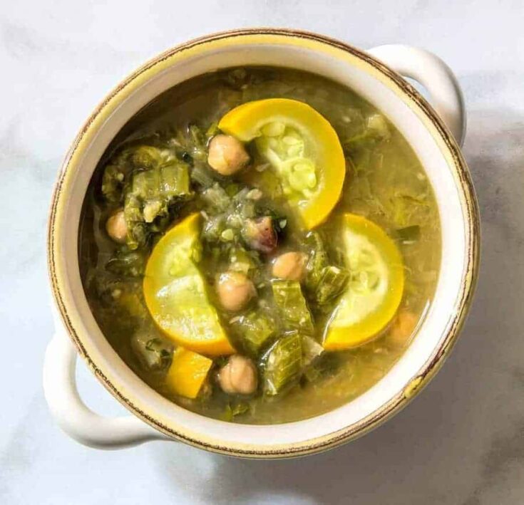 Pressure Cooker Vegan Chickpea Soup with Greens