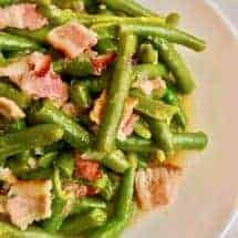 Pressure Cooker Green Beans with Bacon is a quick, low carb, nutritious dish that can eaten either as a side dish, or as your main low carb meal. Just beans, bacon, and a few seasonings make this a fast and easy dish in your Instant Pot.