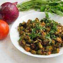 This recipe for Indian Bhindi Masala, or okra with onions and tomatoes, will be the easiest and most authentic recipe you will ever make. Make restaurant-style Bhindi Masala at home with very little effort.