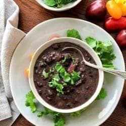 Pressure cooker Black Bean soup combines a handful of ingredients for a very tasty, easy, dump and cook soup.