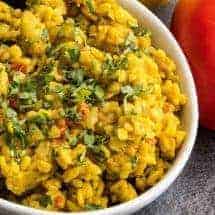 This pressure cooker dry urad dal or sookhI urad dal recipe is a classic Punjabi dish. Easy, protein-packed vegan punch of deliciousness.