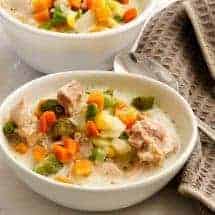 Here's a super easy, delicious and highly customizable creamy chicken soup recipe for your pressure cooker or instant pot that you can make with whatever you have in your pantry, freezer, or fridge.