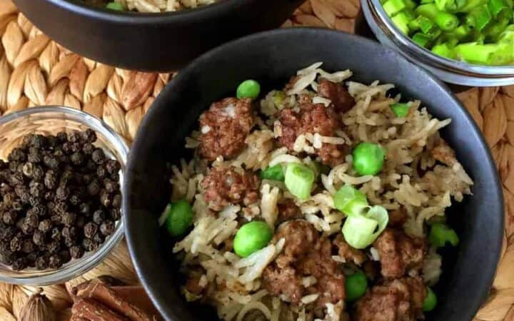 Pressure cooker kheema pulao