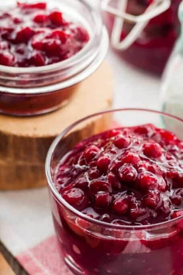 Cranberry Chutney served in glass bowls