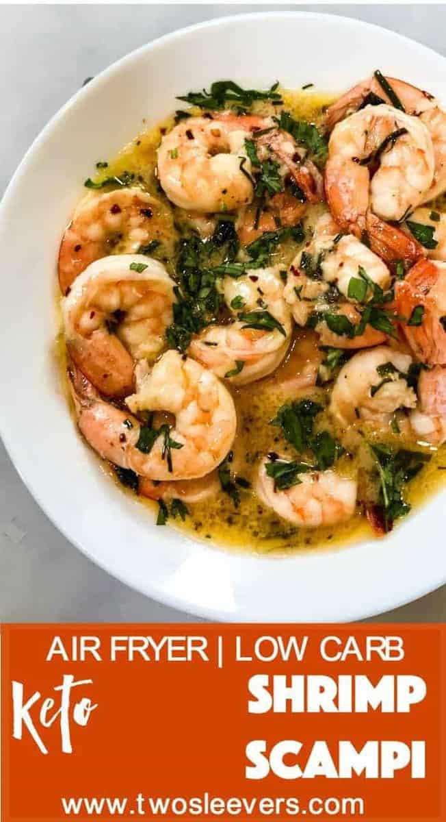 Just 8 minutes start to finish to make this air fryer low carb keto shrimp scampi. So simple to make, so delicious, you won’t believe it.