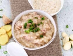 Simple and easy Hong Kong Style Instant Pot Chicken Congee is such a comforting dish on a cold day--or really any day at all. A few simple ingredients in your pressure cooker and you have a jook recipe that you can personalize and vary to your heart's content.