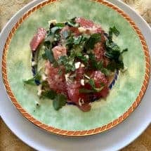 A delightful lovely light salad is perfect for an elegant brunch or just whenever you want a burst of a tangy summer taste in your mouth. Combine Grapefruit and Avocado with cilantro and mint for a fresh taste—a poem in your mouth.