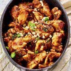 In less than 30 minutes, reproduce an authentic restaurant quality North Indian Kadhai chicken recipe at home. This low carb Keto chicken recipe is a breeze to make and is also an Instant Pot Gem recipe that you can also make on the stovetop in a wide pan or wok.