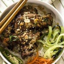 Vietnamese grilled pork thit nuong overhead view