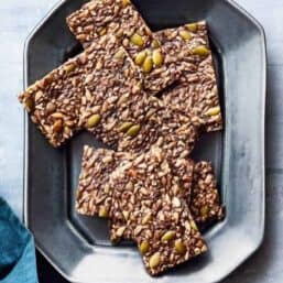 Low Carb Crackers on a silver platter