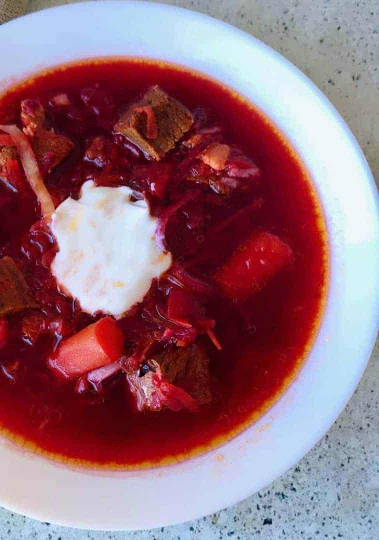 Classic Russian borscht recipe that has been simplified for your Instant Pot or pressure cooker, to give you the traditional taste you want, without spending half the day making this authentic Russian Borscht.