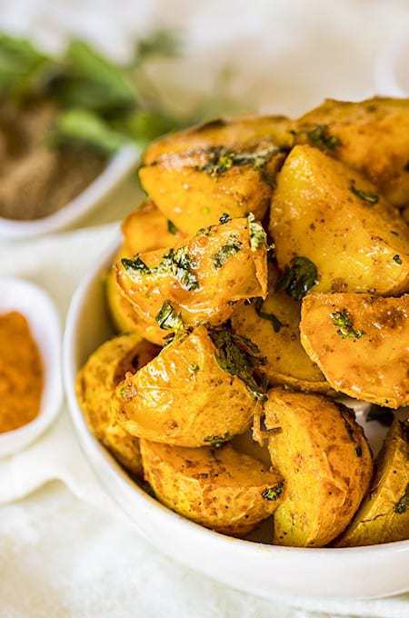 These Amchoor Potatoes recipe will rock your world with their combination of tart and spice. Use your Air Fryer to make these perfectly crispy, with very little oil, and in no time at all.