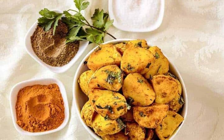 These Amchoor Potatoes recipe will rock your world with their combination of tart and spice.  Use your Air Fryer to make these perfectly crispy, with very little oil, and in no time at all.
